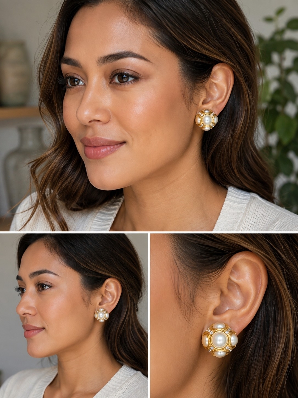 Vendome Gold-Tone Pearl Cluster Clip-On Earrings